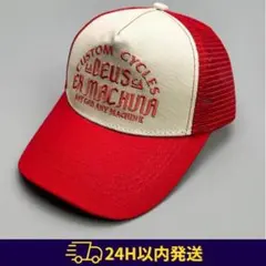 メッシュキャップ アメカジ レトロ 刺繍 ヴィンテージ風 y2k 赤