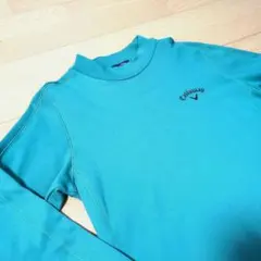 美品キャロウェイ 長袖モックネックシャツ セージグリーン メンズ ゴルフサイズM