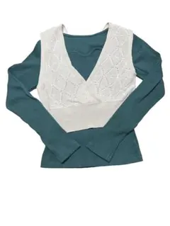 ニットベスト ダークグリーン