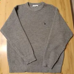 グレー リブ編み ニットセーター