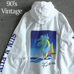 90’s メキシコ製 スーベニアパーカー　フルジップ バックプリント 古着　L