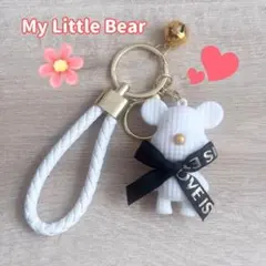 くま キーホルダー キーリング バッグチャーム ホワイト 白 鈴付き