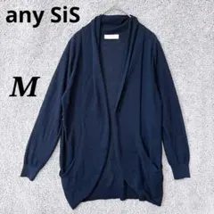 3328: エニィスィス ロングカーディガン Ｍ ネイビー 薄手 羽織り 春物