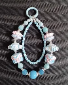 高品質ビーズ✧︎ストラップ/スマホストラップ/キーホルダー/ペイントビーズ/ブルー