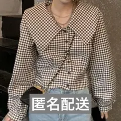 レディース クロップド丈トップス ブラウス 千鳥柄 - メルカリ