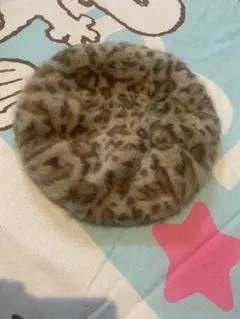 ヒョウ柄ベレー帽 アンゴラ混
