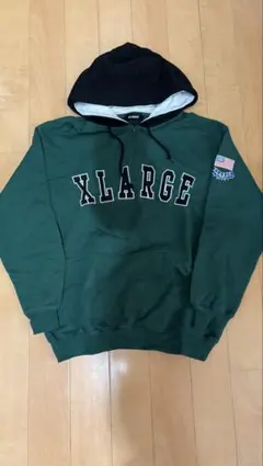 XLARGE グリーン ブラック ハーフジップ パーカー M