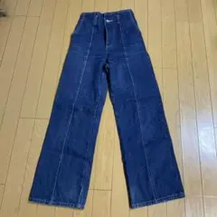 ダークブルー ゴム入り ワイドパンツ　Mサイズ