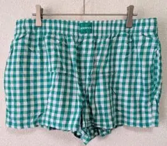 ジョイスパン ショートパンツ ショート丈 ギンガムチェック【L(12-14)】緑