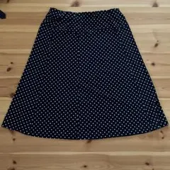 [美品]Laura Ashley ネイビー ドットひざ丈スカート Ｍ