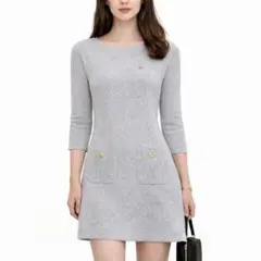 BURBERRY BLUE LABEL ワンピース 38 グレー ニットワンピ