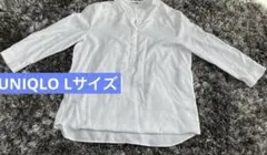 UNIQLO スキッパーシャツ ホワイト 七分袖　ユニクロ　シャツ　L