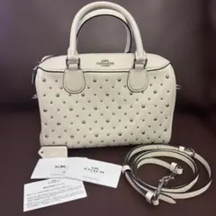 2way COACH ショルダー&ハンド バッグ 白 スタッズ 付属品付き