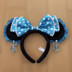 ディズニーミニーちゃんカチューシャリボン&イヤリング水色水玉