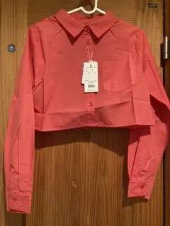 ピンク クロップドシャツ Fサイズ