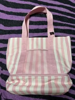 Victoria's Secret ピンクストライプ トートバッグ　保冷付き