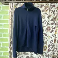 KLAR ネイビー フルジップセーター 46-48 (S) メリノウール400