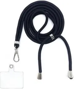 ダークグレー ナイロン スマホショルダーストラップ 透明カードケース付き