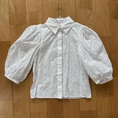 美品　ZARA レディース　ホワイト パフスリーブ シャツ　ブラウス　トップス
