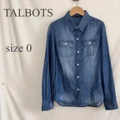 【美品】TALBOTS タルボット ダンガリー デニムシャツ長袖 ブルー 綿のサムネイル