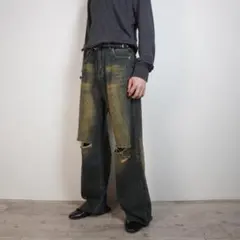 ヴィンテージ加工ワイドバギーパンツ ルーズ ストリート/BZ264