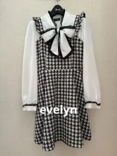 evelyn 肩フリルパールタックワンピース トップス付き 【美品】