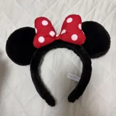 ミニーマウス 耳カチューシャ 赤いリボン付き