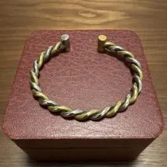 シルバー ゴールド ツイスト バングル　925真鍮ブレス
