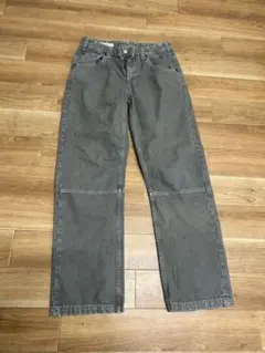 グレー ワイドレッグデニム