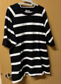 Uniqlo U 黒白ストライプ Tシャツ L