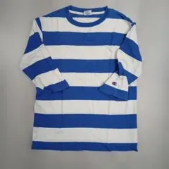 Champion ボーダー 長袖カットソー ブルー×ホワイト