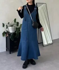 Vネックマーメイドストレッチデニムジャンスカ