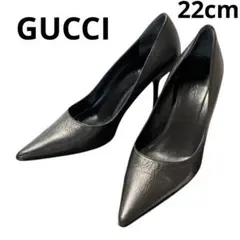 GUCCI ブラックレザー パンプス　ポインテッドトゥ　ハイヒール　ビジネス