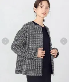 良品　コムサイズム　ファンシーツイードノーカラージャケット　9号　М