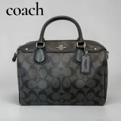 COACH コーチ シグネチャー ミニボストン 2WAY ハンドバッグ ブラック
