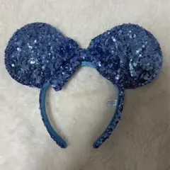 ミッキーマウス耳型スパンコールカチューシャ ブルー