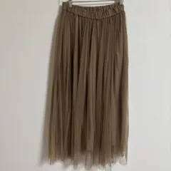 【美品】グリーンレーベルリラクシング チュール ロングスカート ブラウン