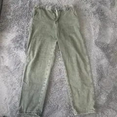 オリーブグリーン ストレートデニム パンツ