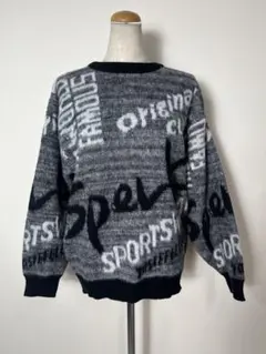 G991 used レトロ 英文字 柄物 柄物 ニット セーター トップス