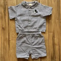 【80cm】petit main ミッキー ストライプ セットアップ