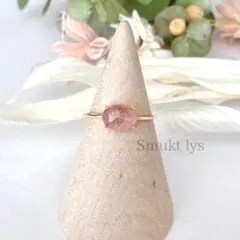 天然石 ストロベリークォーツ オーバル ローズカット リング ゴールド シルバー