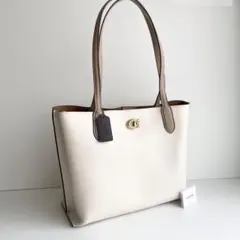 コーチ COACH トートバッグ ウィロウ トート アイボリー レザー ほぼ新品