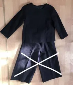 ツイード　ノーカラー　セレモニー　スーツ　上　濃紺　M