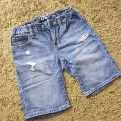 美品【130cm】GapKids 1969 デニムハーフパンツ ダメージ加工