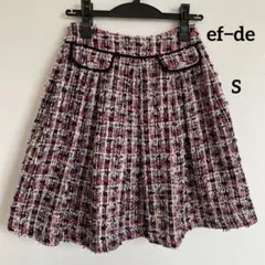 【ef−de】エフデ　美品　ツイードフレアスカート Sサイズ 日本製　赤白紺
