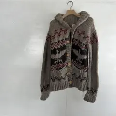 AIGLE イーグル　鷲　カウチンセーター　ニットカーディガン　ペルー製