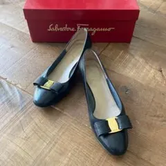 フェラガモ Ferragamo リザード型押し パンプス 5 1/2C ブラック