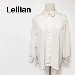 Leilian レリアン ビジュー付き 長袖ブラウス シャツ ホワイト 9(M)