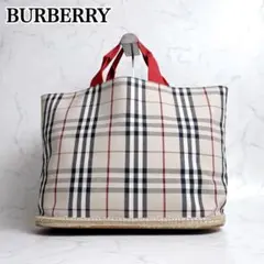 美品✨BURBERRY トートバッグ ノバチェック ラバー キャンバス ストローのサムネイル