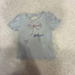 Mezzo Piano リボン柄 半袖Tシャツ ライトブルーのサムネイル